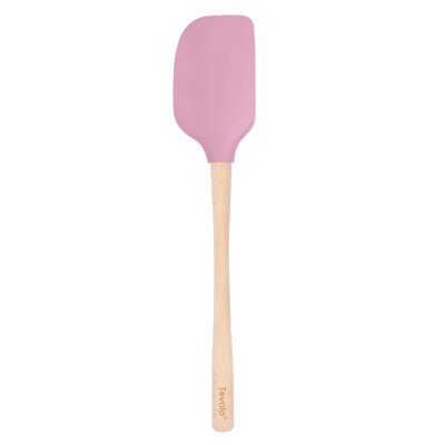 Tovolo Flex-Core Silicone Spatula with Natural Wood Handle for Cooking and Baking, Pink Sorbet