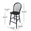 Ensemble de 2 tabourets de bar, bois d'hévéa, noir