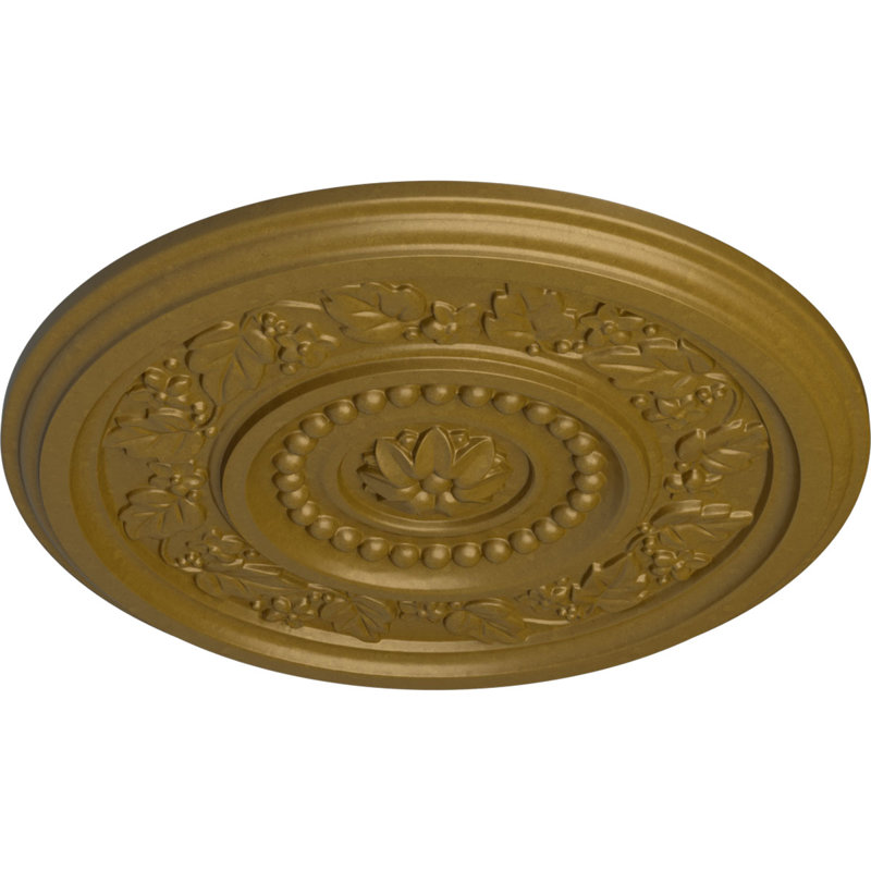 Médaillon de plafond Endurathane Marseille, DE 16 1/8 po x P 5/8 po (convient aux auvents jusqu'à 4 1/4 po), finition dorée peinte à la main