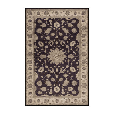Machine Washable Overdyed Black Area Rug