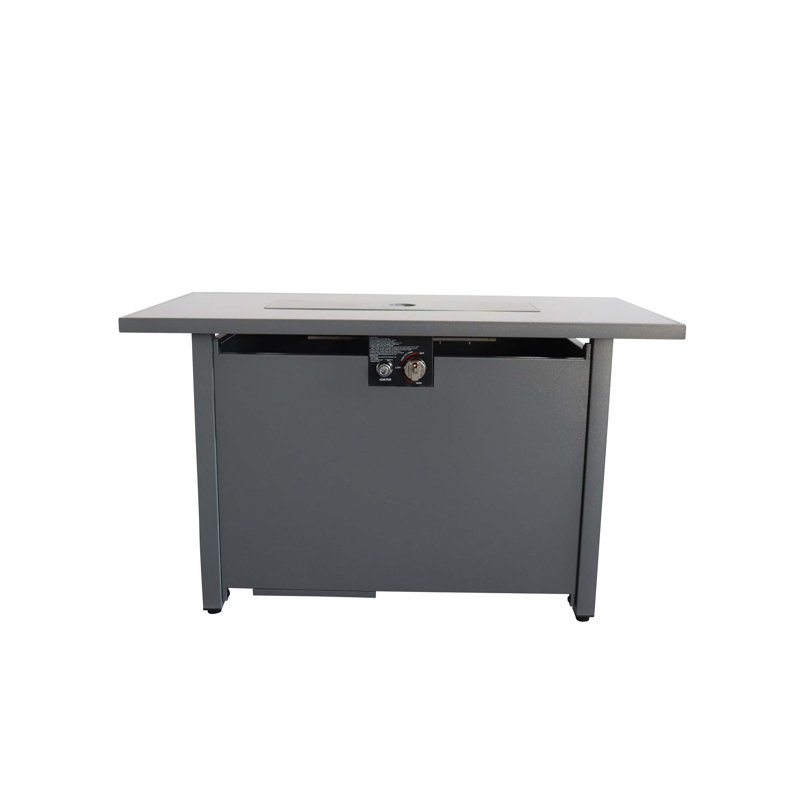 25" H X 42" W Steel Outdoor Fire Pit Table With Lid, Gray