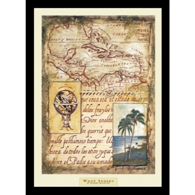 West Indies par Robert Hoglund-impression d’art graphique encadrée sur papier, H 20 po x l 16 po x P 1,25 po, Blanc