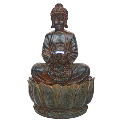 Handcrafted Outdoor Weather Resistant Sculptural Fountain with Lights