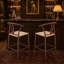 Chaise de bar médiévale en forme de Y avec siège tissé, ensemble de 2-130411661-130411662