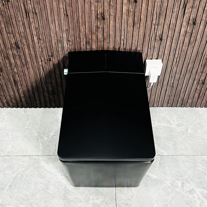 Smart Toilet With Built-In Tank For Bathroom, Auto Flush, Heated Seat, Remote Control, Led Display, Black Square Blend Bathroom Tank, Digital Show
