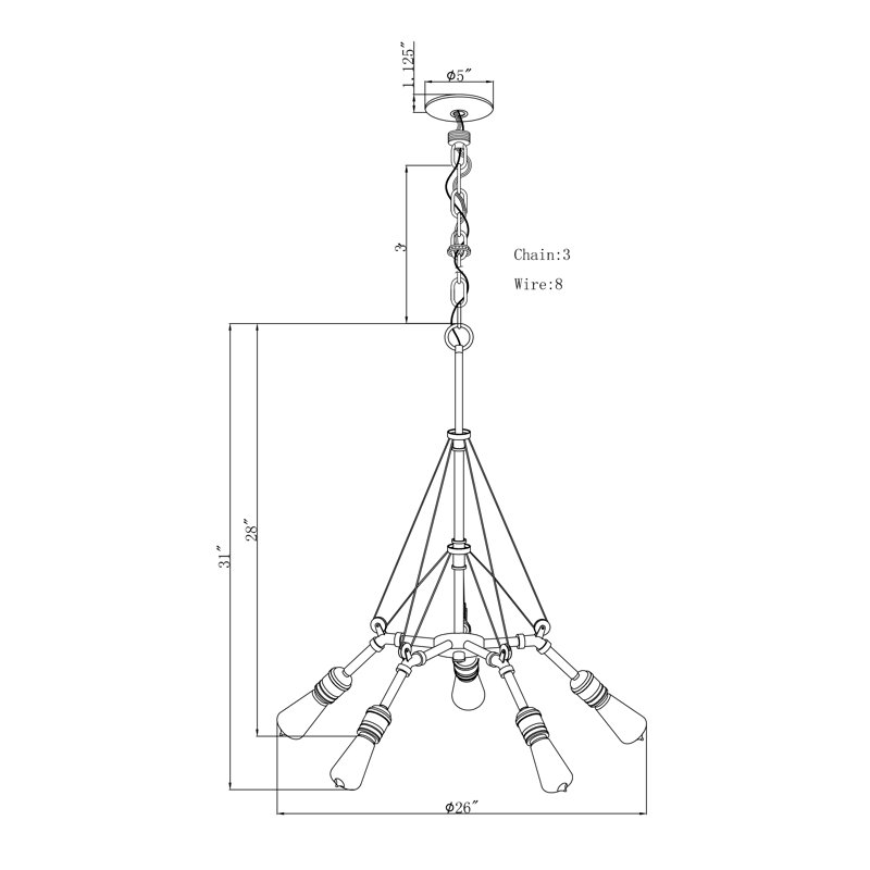 Lustre linéaire moderne à 5 lumières Spoutnik