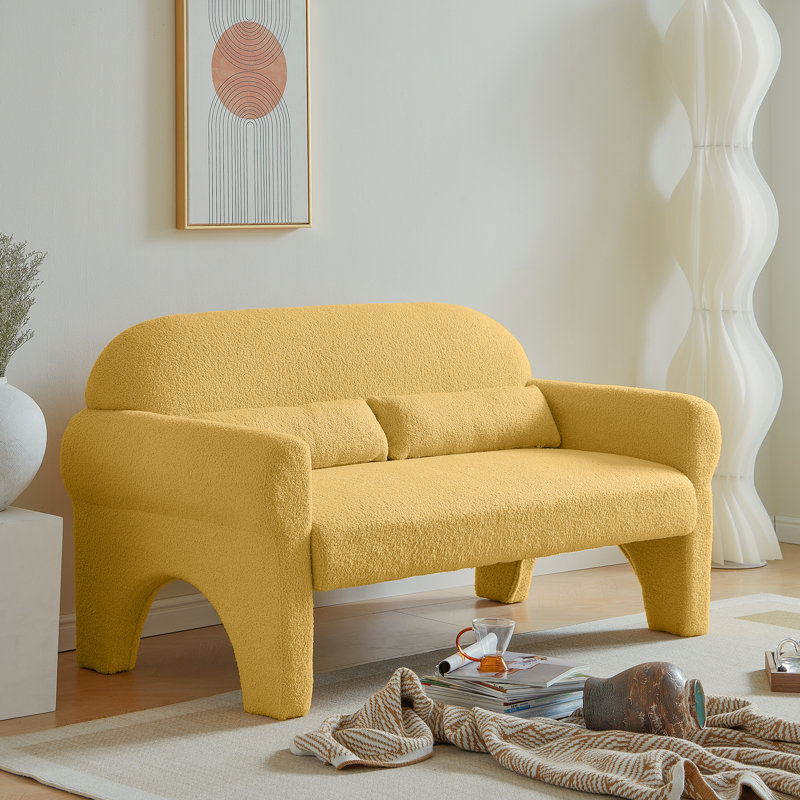 Jaune avec coussin en laine d'agneau - Style moderne pour la décoration intérieure et soutien lombaire confortable de conception de salon 2