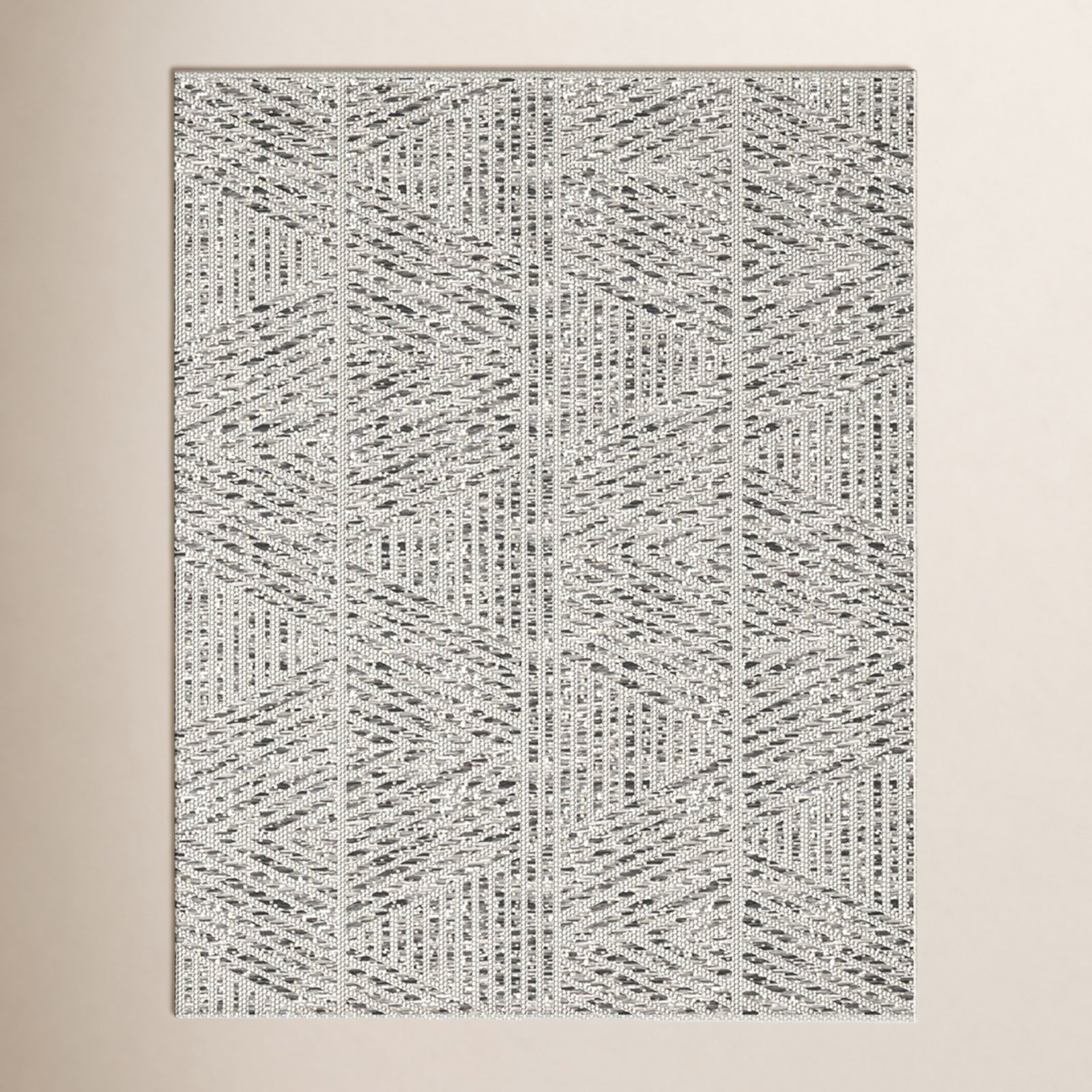 Silva Geometric Gray/White Indoor / Outdoor Area Rug, Rectangle 5'4" x 7'