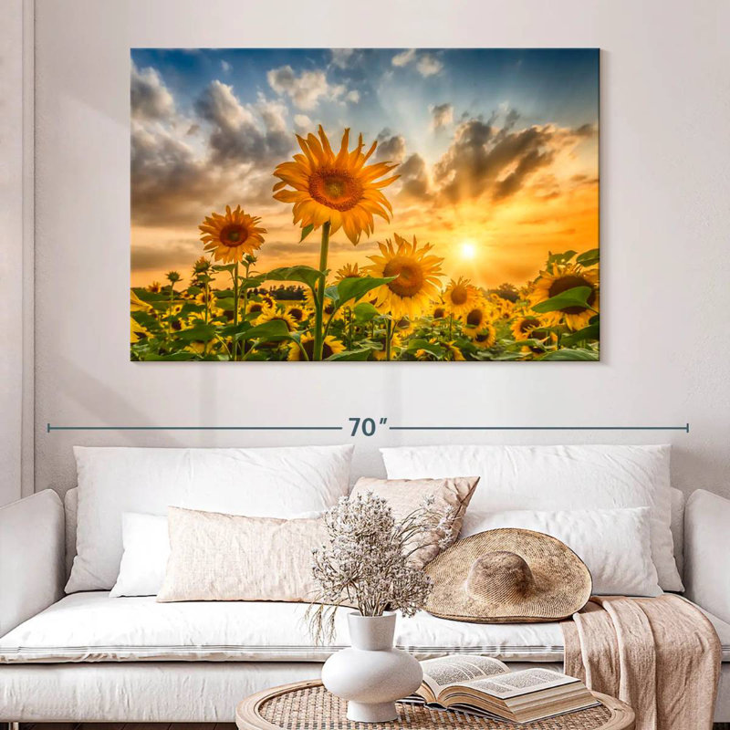 Alvord tournesols au coucher du soleil, H 34 po x l 51 po