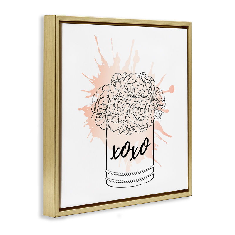 «Xoxo Pastel Flowers» par Martina Pavlova, Cadre flottant métallique doré, H 18 po x l 18 po