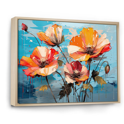 Orange And Blue Poppy Bouquet II - Poppies Wall Art