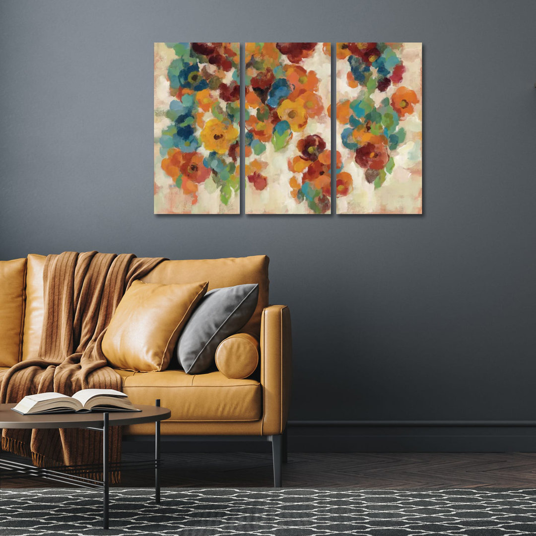 Spice And Turquoise Florals von Silvia Vassileva - No Frame Gallery-Wrapped Canvas Giclée on Canvas