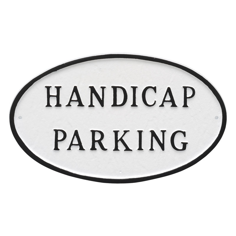 Handicap Parking Statement Garden Plaque, White/Black, 8.5" H x 13" W x 0.25" D