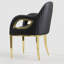 Chaise de salle à manger avec accoudoirs en velours de métal T Miami