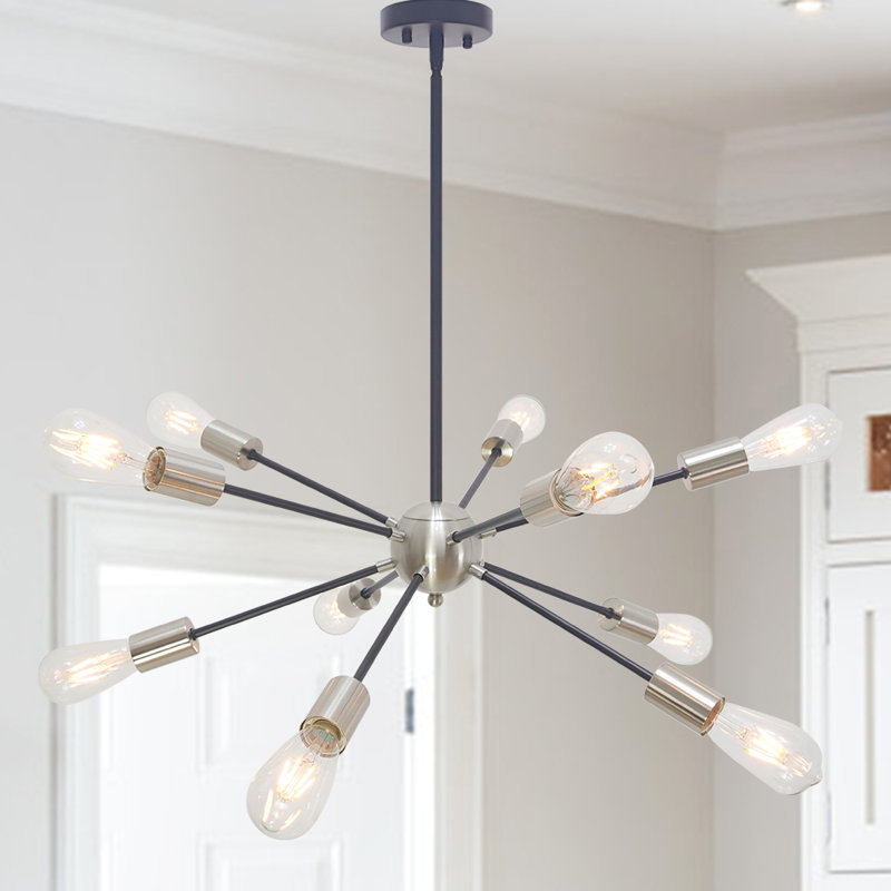 Arpita 10 - Light Dimmable Sputnik Sphere Chandelier, Black/Brushed Nickel, 48.03''H x 26.77 W x 26.77''D