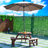 Kristian Round Fir Wood Outdoor Picnic Table With Umbrella Hole , 66.9'' in. W 66.9'' in. D