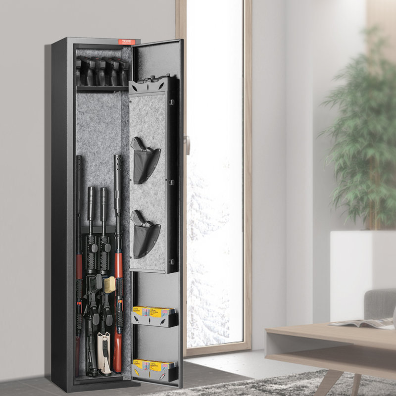 Black Steel Biometric Gun Safe with Fingerprint Lock and LED Light