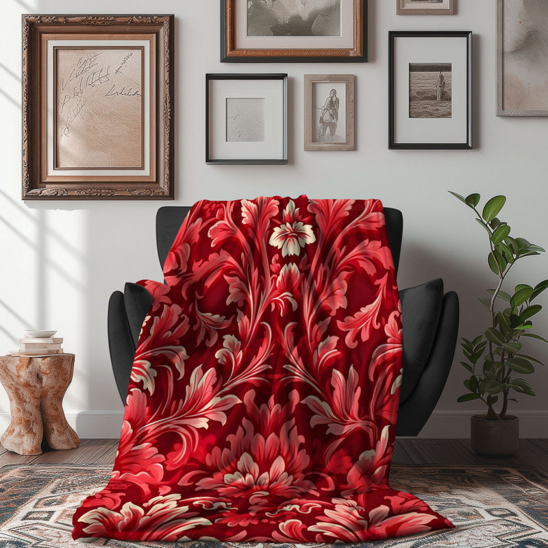 Red Elegance - couverture sherpa de qualité supérieure 1 pièce, L 80 po x l 60 po