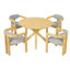 Ensemble de salle à manger 5 pièces pour l'extérieur en bois d'acacia rond, table de patio en bois massif avec 4 chaises de baril, sièges et dossiers rembourrés, ensemble de conversation de jardin moderne, coussin gris-799783960
