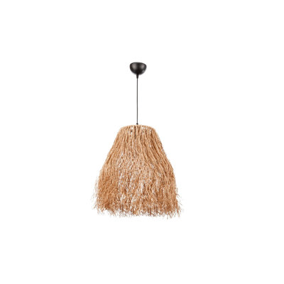 Lustre rustique fait à la main en raphia, couleur naturelle, 39,4 x 13,8 pouces | Corps en métal, câble réglable, douille E27 (40 W maximum) | Parfait pour la salle à manger, le salon et le vestibule | Décoration d'éclairage unique pour la maison