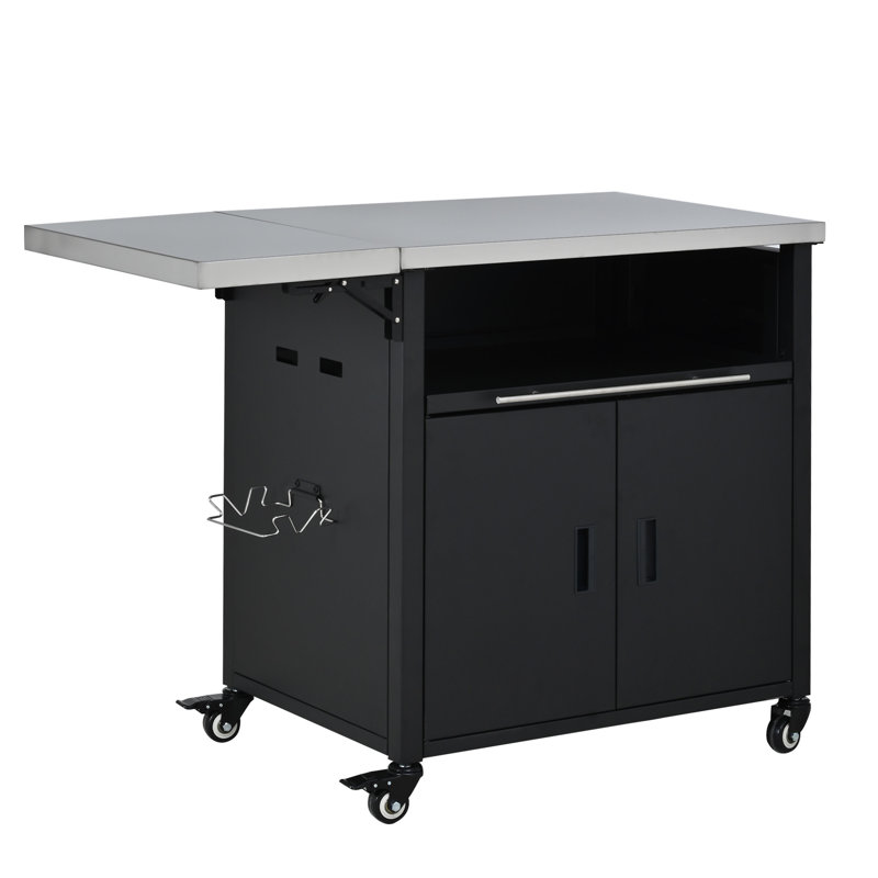 Chariot de barbecue pliable pour l'extérieur, Noir