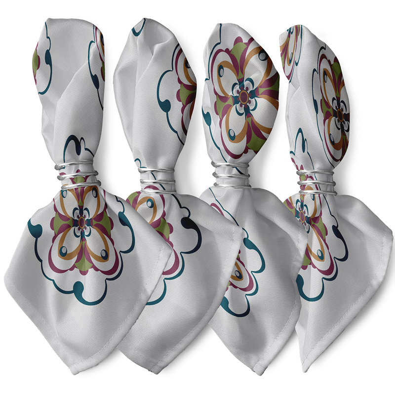 Ensemble de serviettes 4 pièces Souihla Too, L 18 po x L 18 po, Gris pâle / bleu sarcelle