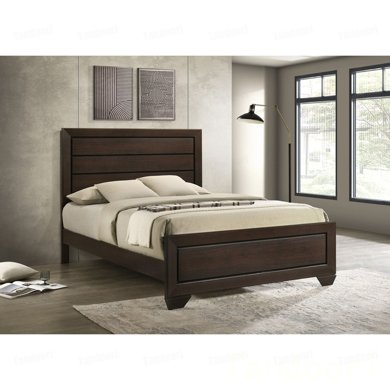 Wood Queen Panel Bed  Cocoa