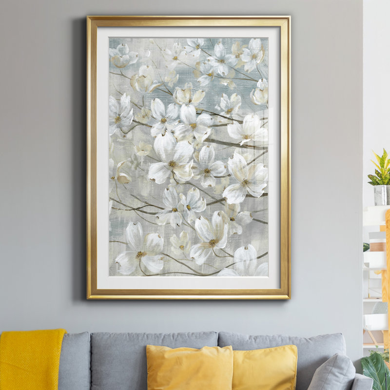 Dogwoods in Bloom - Reproduction d'art sur papier encadrée, Papier doré, H 22,5 po x l 30,5 po x P 1,5 po