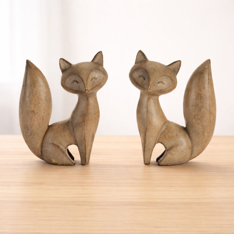 Figurine moderne renard (ensemble de 2)