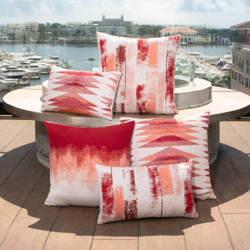 Murmur Throw Square Outdoor Pillow Cover & Insert by Elaine Smith, Blue/Beige Striped, 20"H x 20"W