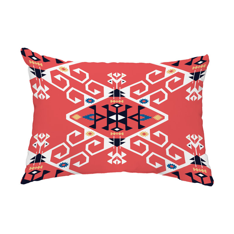 Housse et insert de coussin rectangulaire d'extérieur Jodhpur Medallion, Orange