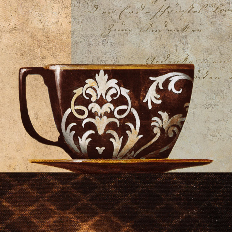 Burgundy Mug Scroll - Wrapped Canvas Painting, 30cm H x 30cm W x 3.8cm D