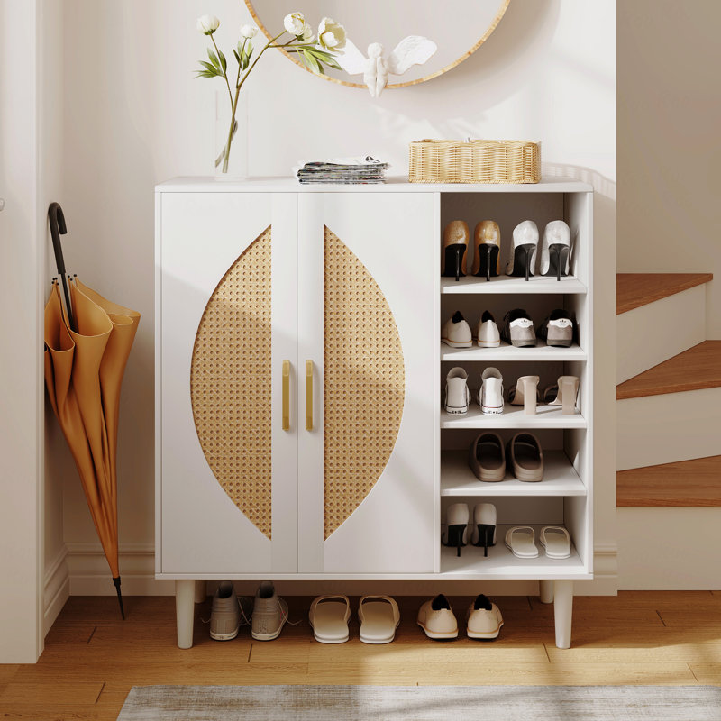 Armoire de rangement pour chaussures 20 paires avec 2 portes et 8 tablettes réglables pour le vestibule