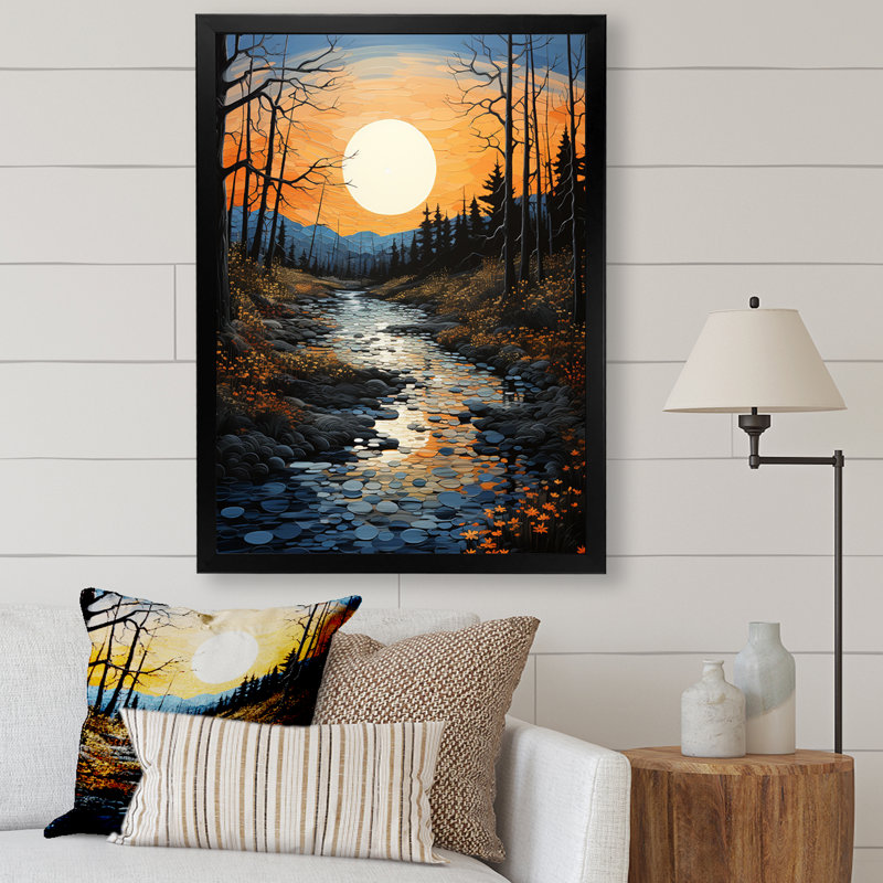 «Basharat Lake At Dusk I», reproduction d'art sur toile, H 32 po x l 16 po x P 1 po, Cadre noir