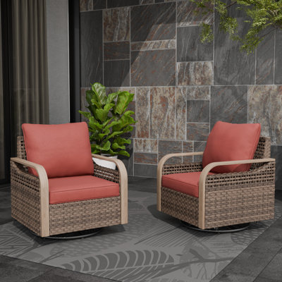 Swivel Wicker Rattan Outdoor Rocking Chairs Set (Set of 2) by EAGLE PEAK