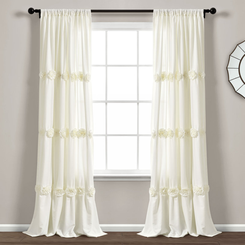 Darla Semi Sheer Curtain Single Panel, Ivory