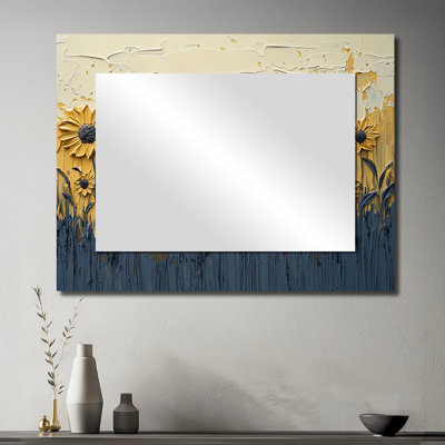 «Paint Effect On Golden Glow Sunflowers I» - Art mural miroir floral - imprimé sur métal