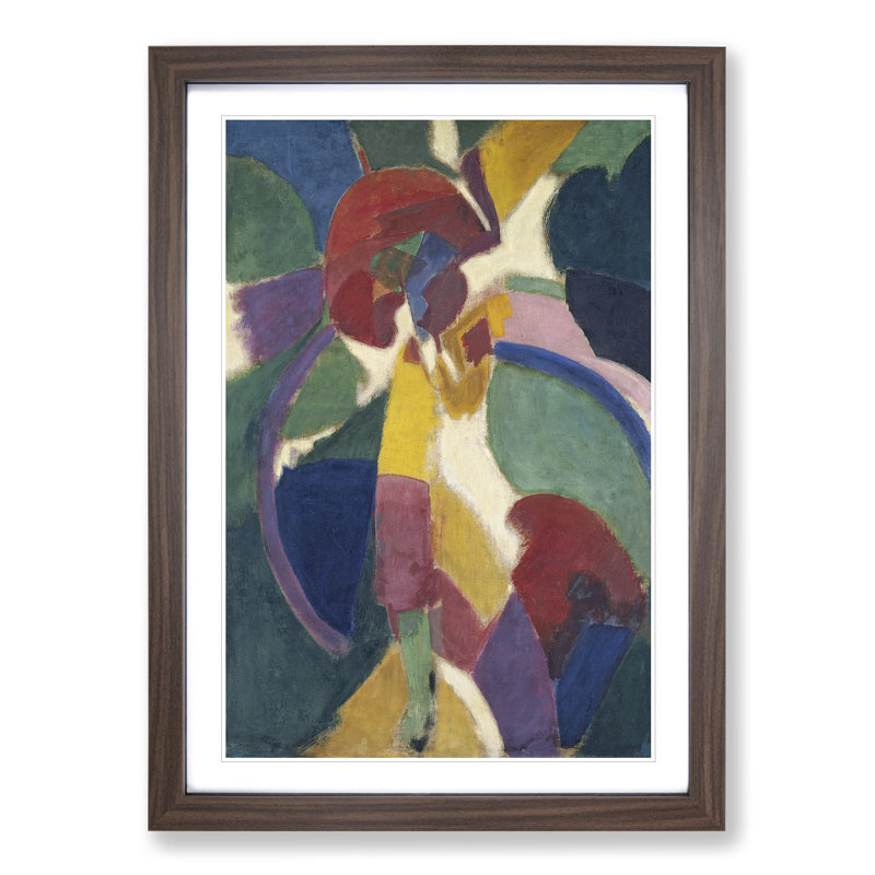 Woman with a Parasol by Robert Delaunay - Picture Frame Painting, 36cm H x 27cm W x 2cm D, Walnut Framed