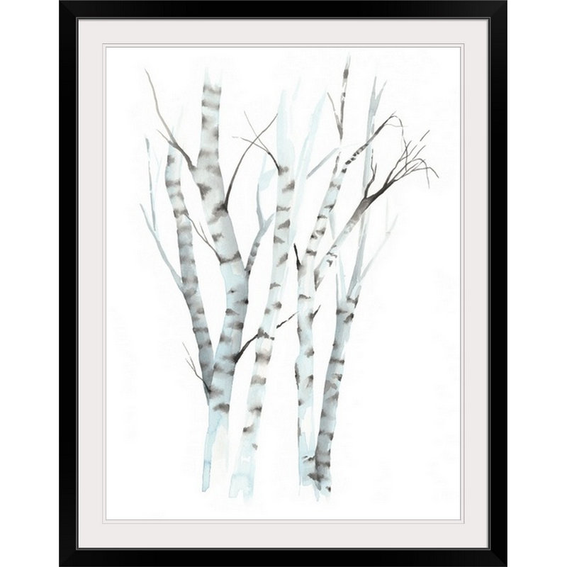 « ii », reproduction d’art dépilée Aquarelle Birches, H 24 po x l 20 po x P 1 po, Cadre noir