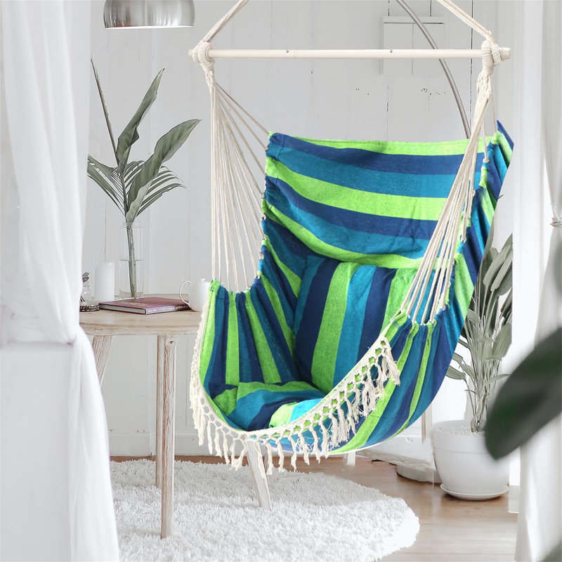 Cannell Swing Chair, Blue/White