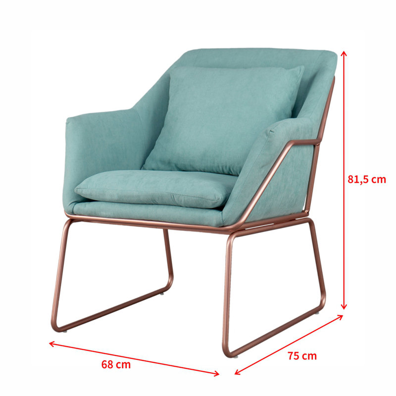 Gilchrist Velvet Armchair, Sea Green, Rose Gold