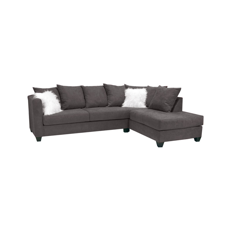 Marcellius Upholstered Corner Chaise Sectional, Right Hand Facing, Dark Gray/White Polyester Blend