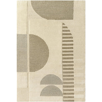 Hand-Woven Geometric Cream Rug