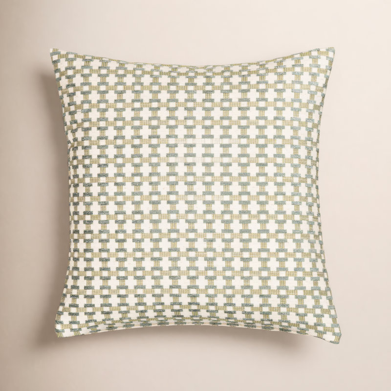 Coussin Birch Lane Stride, Vert géométrique, Polyester, Carré 17 po