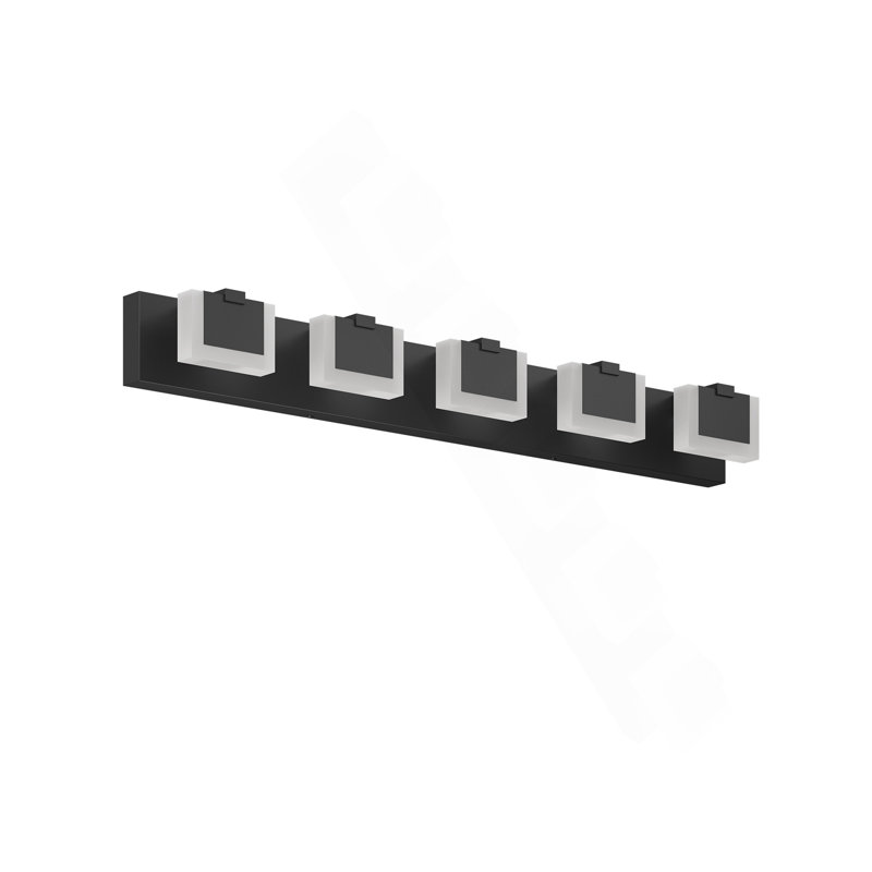 Luminaire de salle de bain noir à 5 lumières avec luminaires de salle de bain noir à DEL, H 4,3 po x l 37,8 po x P 4,7 po