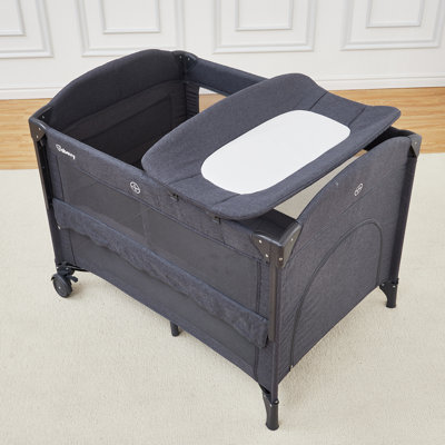 Pack and Play with Diaper Changer, Bedside Sleeper Bassinet, Foldable Portable Playard with Lockable Wheels, for Newborn & Toddler