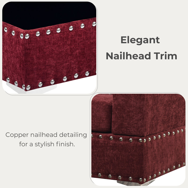 Canapé modulaire rembourré 3 pièces Rovina, Chenille rouge