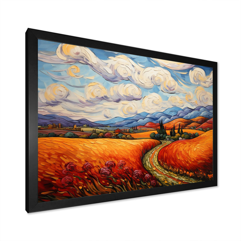Vangogh Autumn Path IV, encadré sur toile par Vincent Van Gogh, peinture, H 24 po x l 32 po x P 1 po, Cadre simple noir