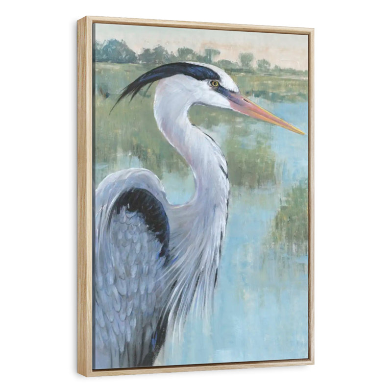 Blue Heron Portrait II, Floating Frame Natural Wood, 31" x 46"
