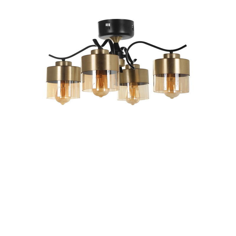 Plafonnier semi-encastré 21,65 po 4 lumières Hahn, Doré